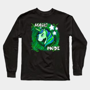 Magic Mode - Cute Unicorn Abstract Stars Long Sleeve T-Shirt